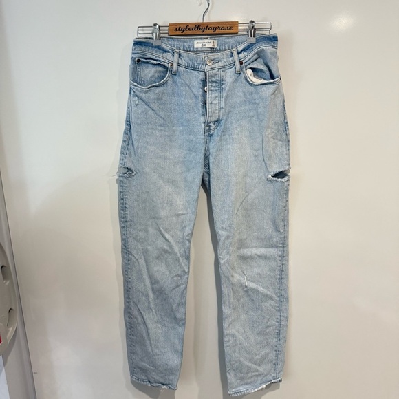 Abercrombie & Fitch High Rise Dad Jean Thigh Slit Destroy - Picture 6 of 9